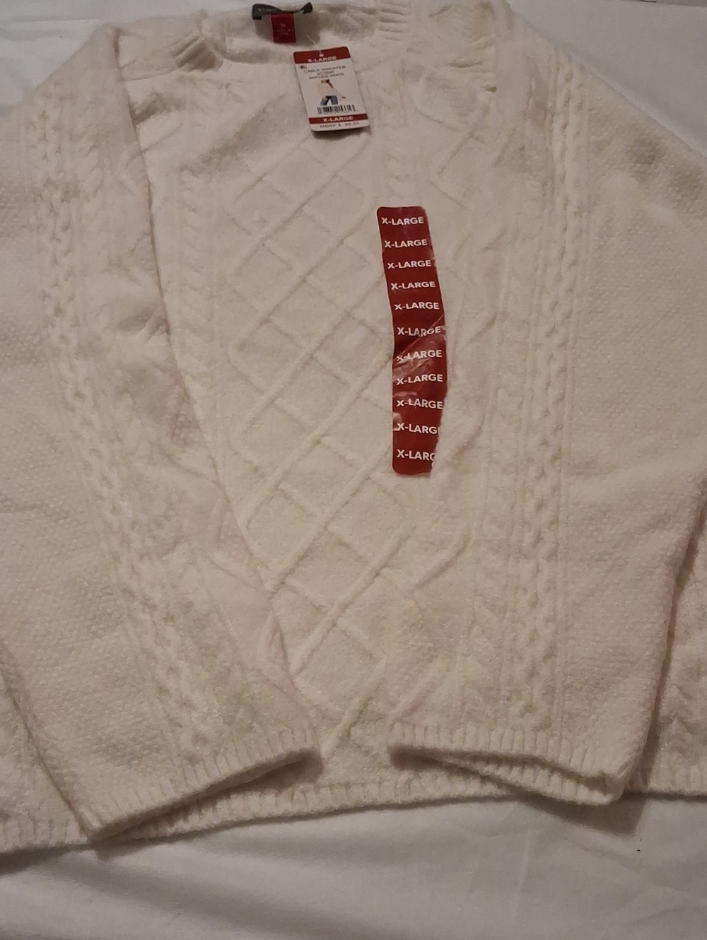 L.L. Bean Cream Cable Knit Crewneck Sweater